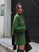 Green Fall Winter Outfit: Toronto Monochromatic Sweater and Mini Skirt
