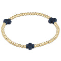 Signature Gold Pattern Cross and 3mm Beaded Bracelet