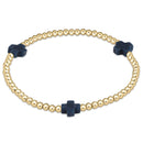 Signature Gold Pattern Cross and 3mm Beaded Bracelet