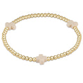 Signature Gold Pattern Cross and 3mm Beaded Bracelet