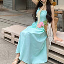 Vestido Dulce con Escote Cuadrado y Cintura Ajustada con Tirantes