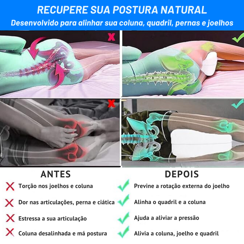 Travesseiro Ortopédico SleepLeg Pro® | Alívio Imediato para Coluna e Pernas