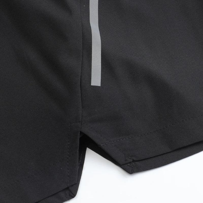 Men's Sports Shorts with Reflective Strip and Pockets