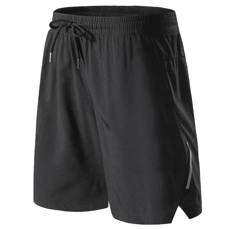 Men's Sports Shorts with Reflective Strip and Pockets