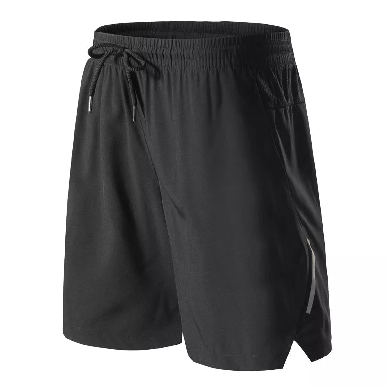 Men's Sports Shorts with Reflective Strip and Pockets