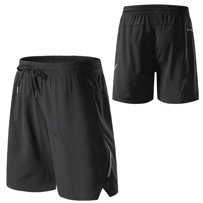 Men's Sports Shorts with Reflective Strip and Pockets