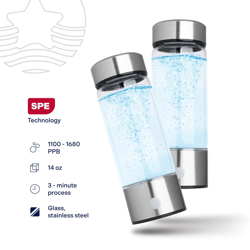 HydroWata Hydrogen Water Bottle + FREE Case & Brush