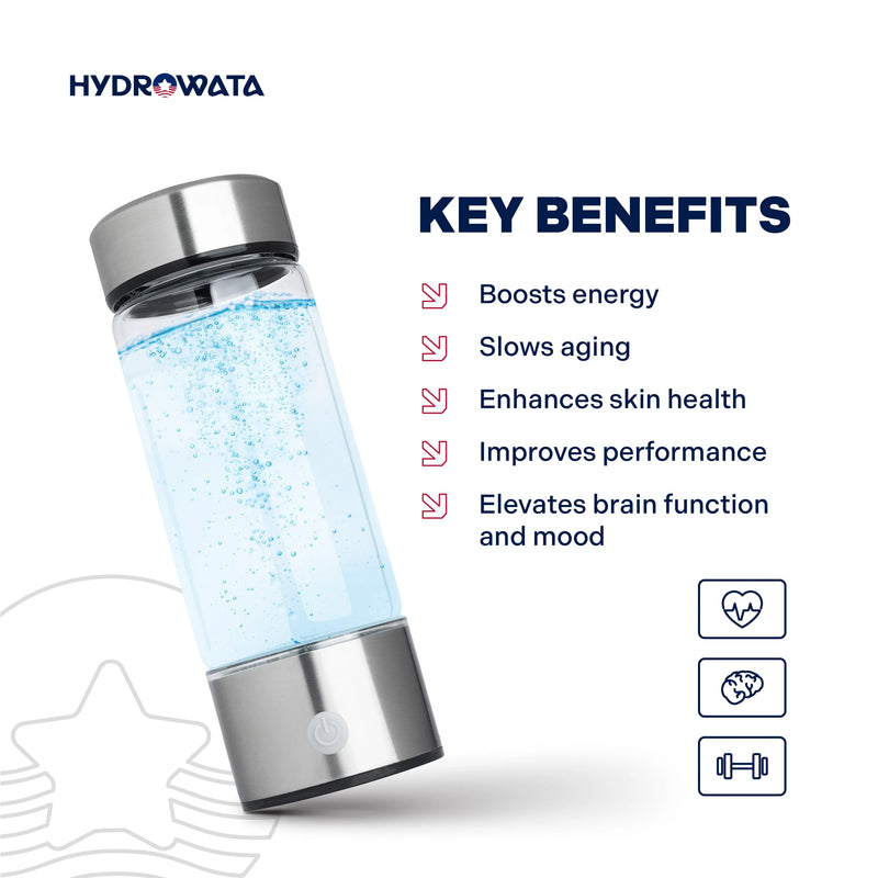 HydroWata Hydrogen Water Bottle + FREE Case & Brush