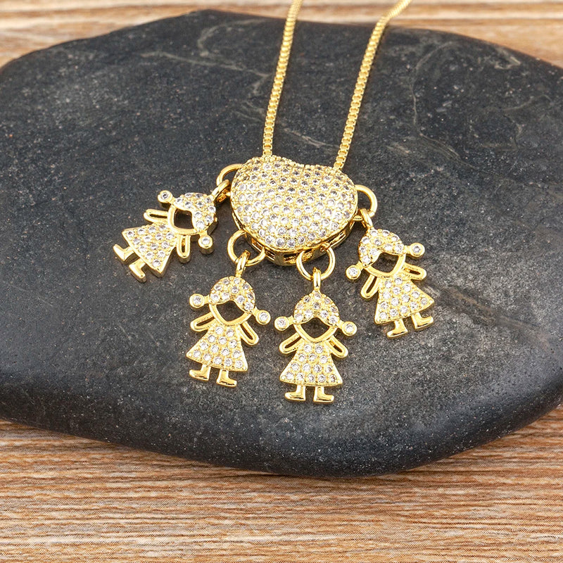 MomLove Pro — Colar de Mãe com Filhos em Cristal Zircônia!