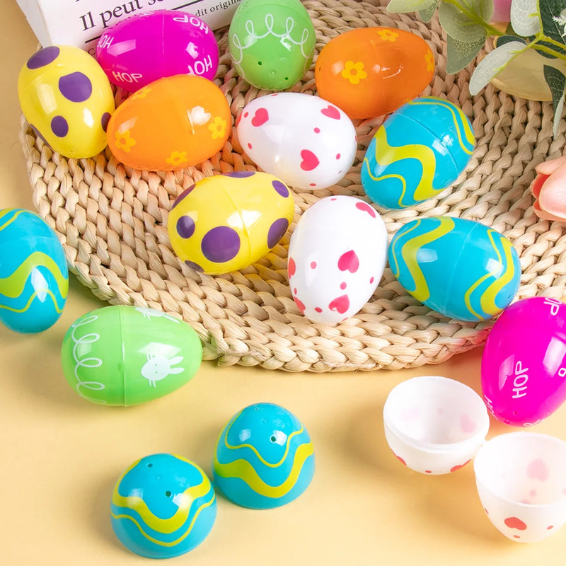 12/24pcs Easter Fillable Opening Egg Plastic Easter Eggs Decoration For Home Kids Happy Easter Favor Candy Gift Packaging boxes