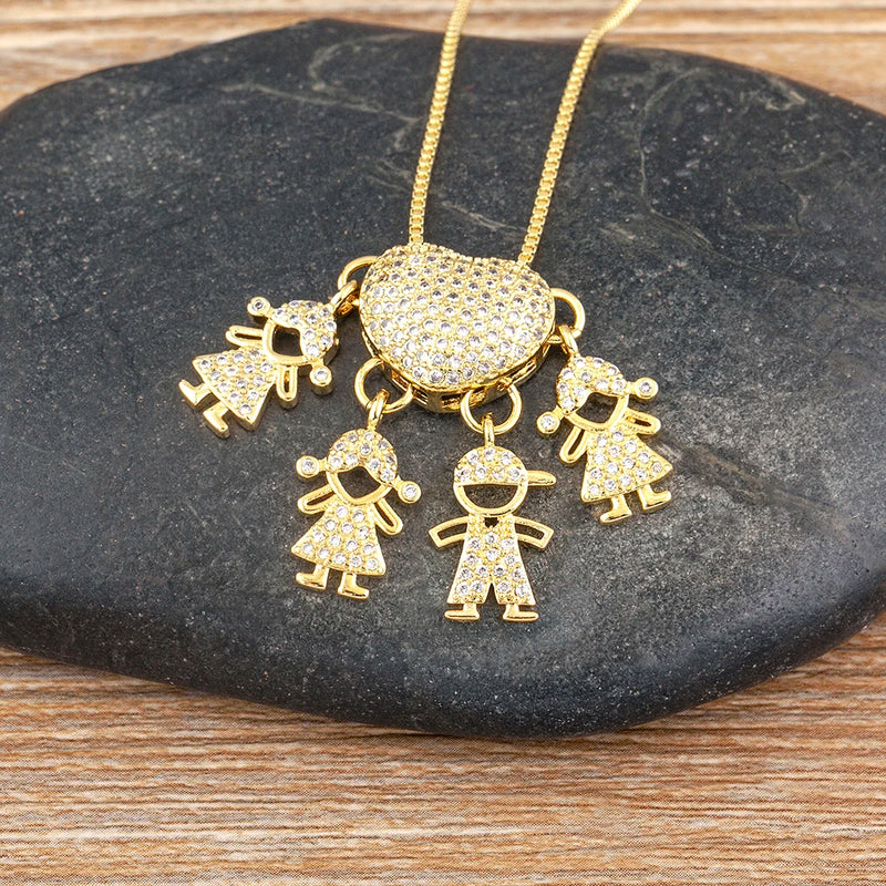 MomLove Pro — Colar de Mãe com Filhos em Cristal Zircônia!