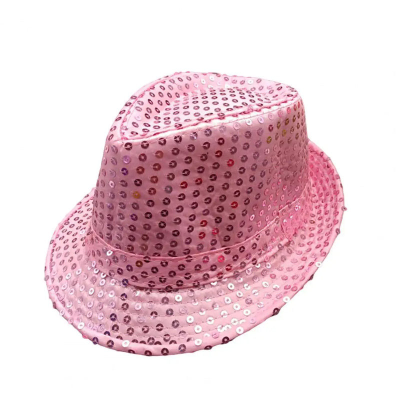 Masculino feminino jazz chapéu lantejoulas festa carnaval chapéu palco dança desempenho crianças adultos hip hop boné disco glitter traje unisex chapéus
