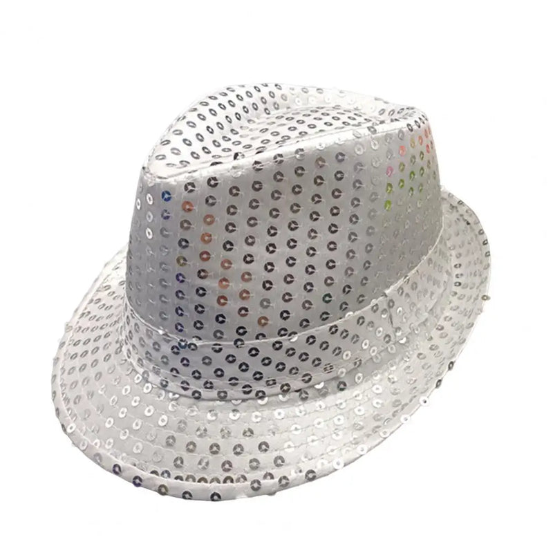 Masculino feminino jazz chapéu lantejoulas festa carnaval chapéu palco dança desempenho crianças adultos hip hop boné disco glitter traje unisex chapéus