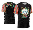 Camisa juvenil masculina e feminina de fibra de poliéster impressa em 3D Arte Vetor Camisa Festa Junina Mod-6 tops casuais com camisetas com gola redonda.