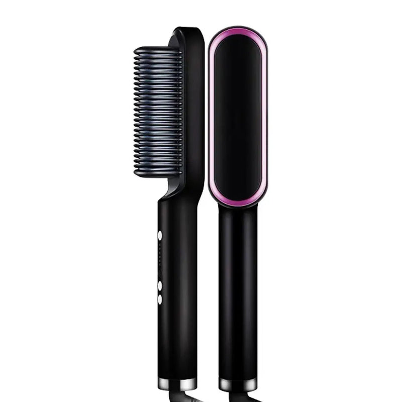 StyleBrush Pro — Mini Alisador de Cabelo 2 em 1 com Escova e Aquecimento Rápido!