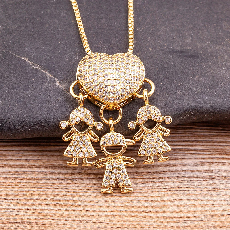MomLove Pro — Colar de Mãe com Filhos em Cristal Zircônia!