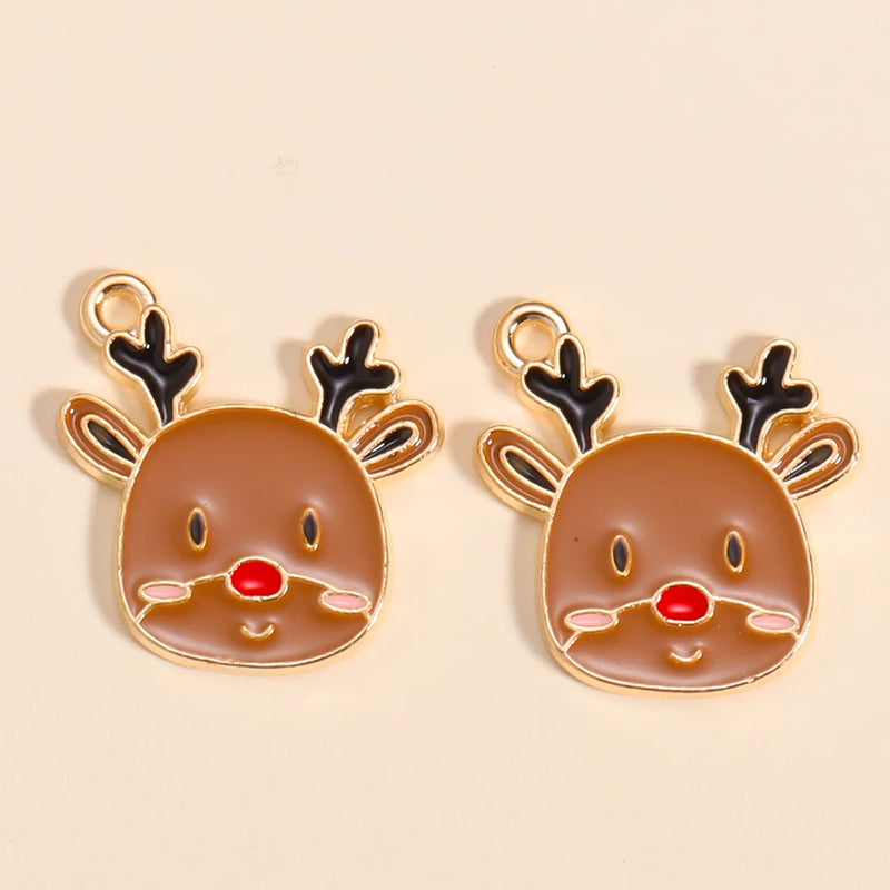 Esmalte Árvore De Natal Charme, Papai Noel, Homem De Gingerbread, Brincos De Natal, Colar Pingente, Fazer Jóias, Artesanato De Metal, 10Pcs