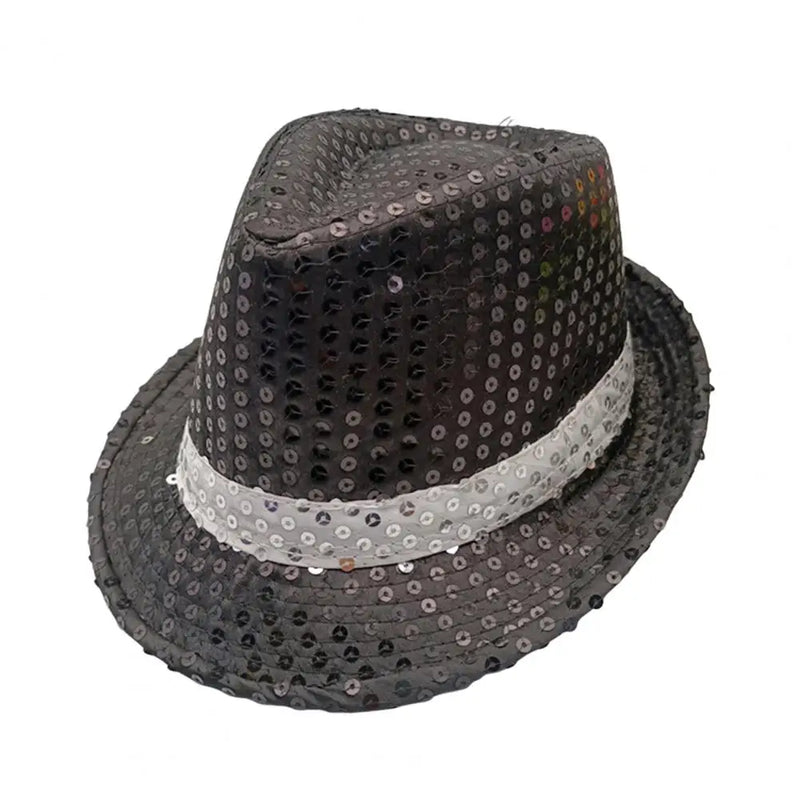 Masculino feminino jazz chapéu lantejoulas festa carnaval chapéu palco dança desempenho crianças adultos hip hop boné disco glitter traje unisex chapéus