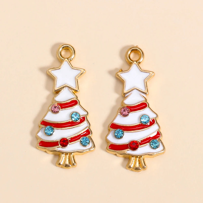 Esmalte Árvore De Natal Charme, Papai Noel, Homem De Gingerbread, Brincos De Natal, Colar Pingente, Fazer Jóias, Artesanato De Metal, 10Pcs