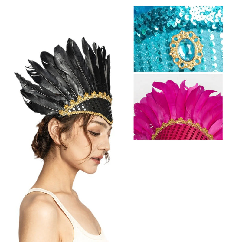 Pena pena bandana elegante artesanal vibrante acessório de cabelo atraente masquerade headpiece para masquerade