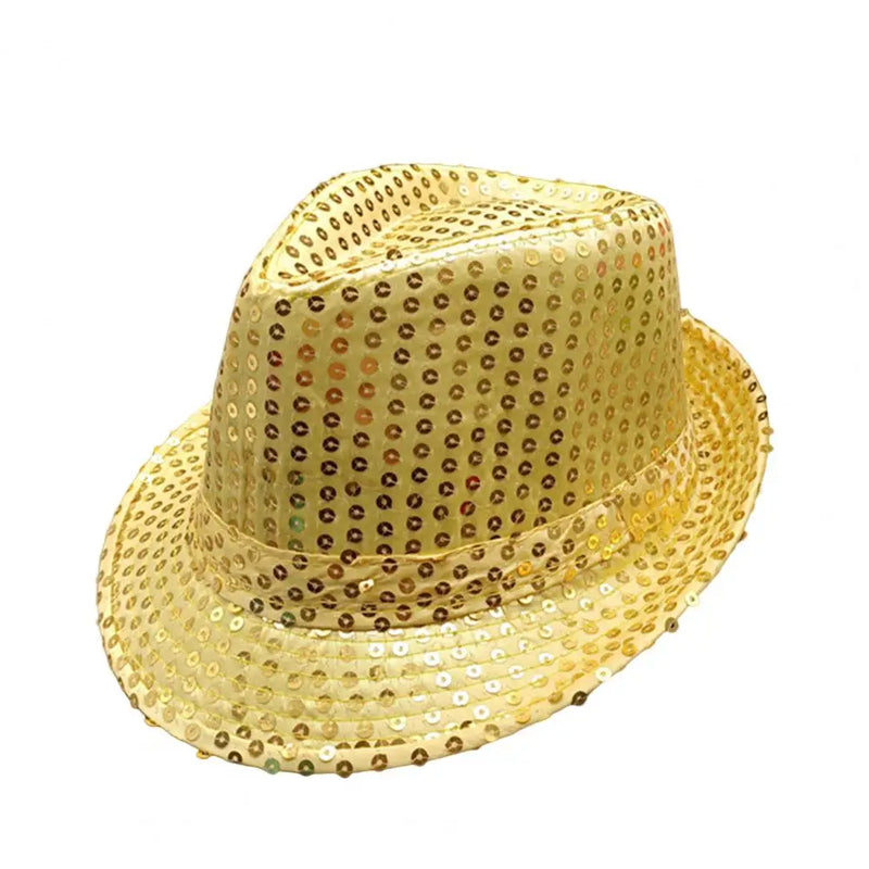 Masculino feminino jazz chapéu lantejoulas festa carnaval chapéu palco dança desempenho crianças adultos hip hop boné disco glitter traje unisex chapéus