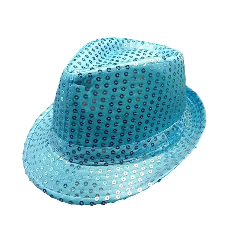 Masculino feminino jazz chapéu lantejoulas festa carnaval chapéu palco dança desempenho crianças adultos hip hop boné disco glitter traje unisex chapéus