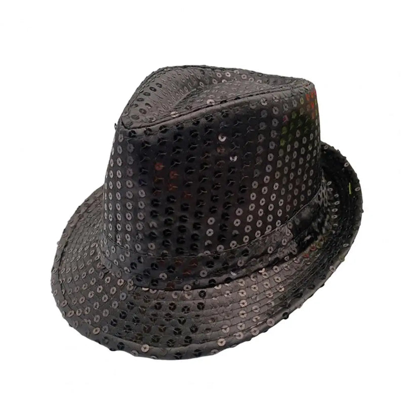 Masculino feminino jazz chapéu lantejoulas festa carnaval chapéu palco dança desempenho crianças adultos hip hop boné disco glitter traje unisex chapéus