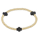 Signature Gold Pattern Cross and 3mm Beaded Bracelet