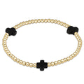 Signature Gold Pattern Cross and 3mm Beaded Bracelet