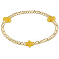 Signature Gold Pattern Cross and 3mm Beaded Bracelet