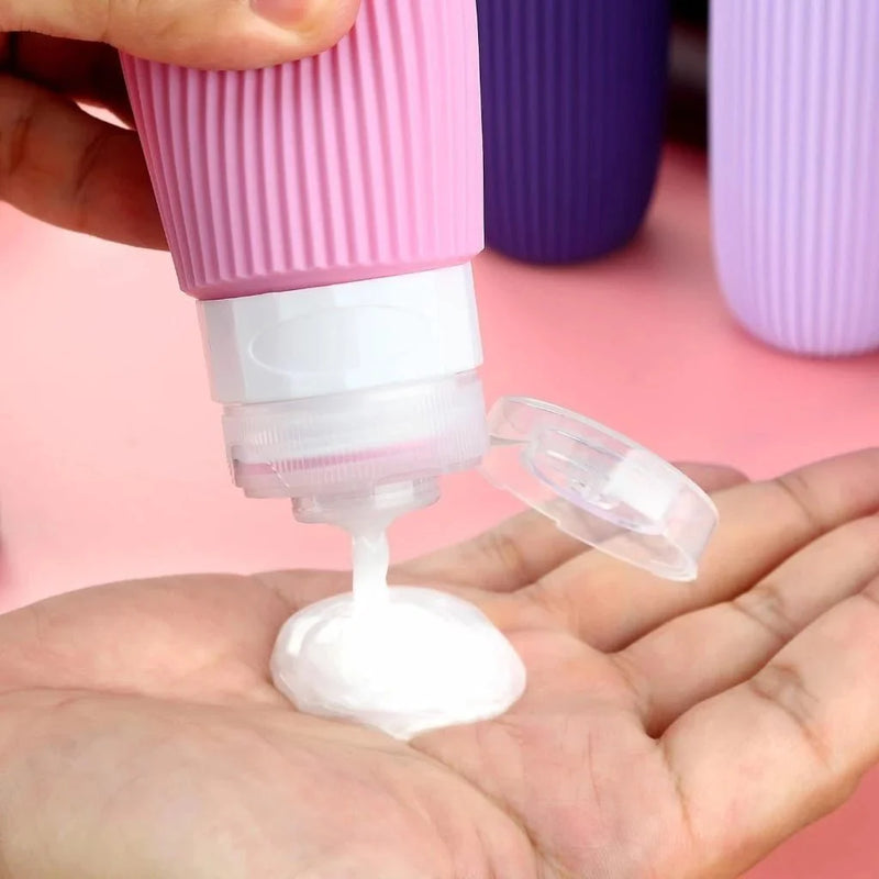Kit 4 Frascos de Silicone Para Viagem