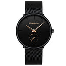 Relógio CRRJU Slim Black - Estilo Elegante com Design Ultra Fino, Movimento Quartzo