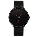 Relógio CRRJU Slim Black - Estilo Elegante com Design Ultra Fino, Movimento Quartzo
