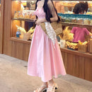 Sweet Square Neck Waist-Cinching Strap Dress