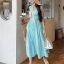 Sweet Square Neck Waist-Cinching Strap Dress