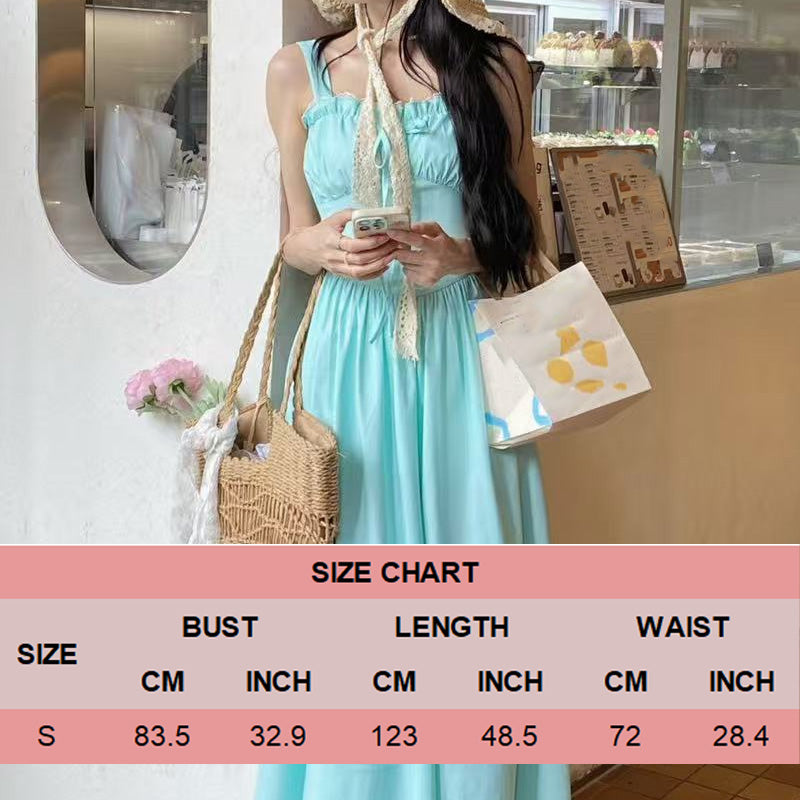 Sweet Square Neck Waist-Cinching Strap Dress